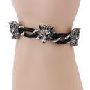 Ethnic Cuff Bracelets Wolf pendant Wax Rope Elasticity Bangle Bracelet Retro Jewelry for Men