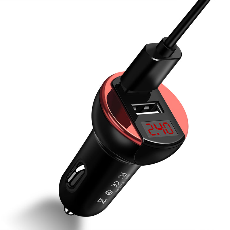 OLAF Dual USB Car Charger With LED Display Universal Fast Charge for iPhone for Samsung Xiaomi Huawei