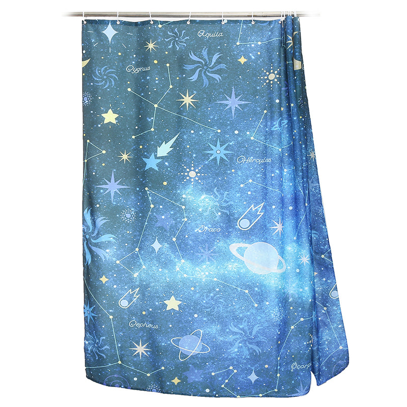 1.8m Waterproof Polyester Fiber Bathroom Shower Curtain Bath Curtains with 12 Hooks