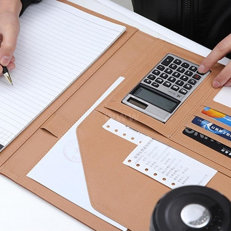 Fixed board + computer + mobile phone Holder bracket folder Multi-function a4 custom paper clip board stationery leather sales manager folder talk single business folder board