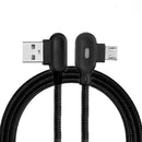 2M 90 Degree 2.4A Breathing Light Micro USB Fast Charging Data Cable For Smartphone Tablet