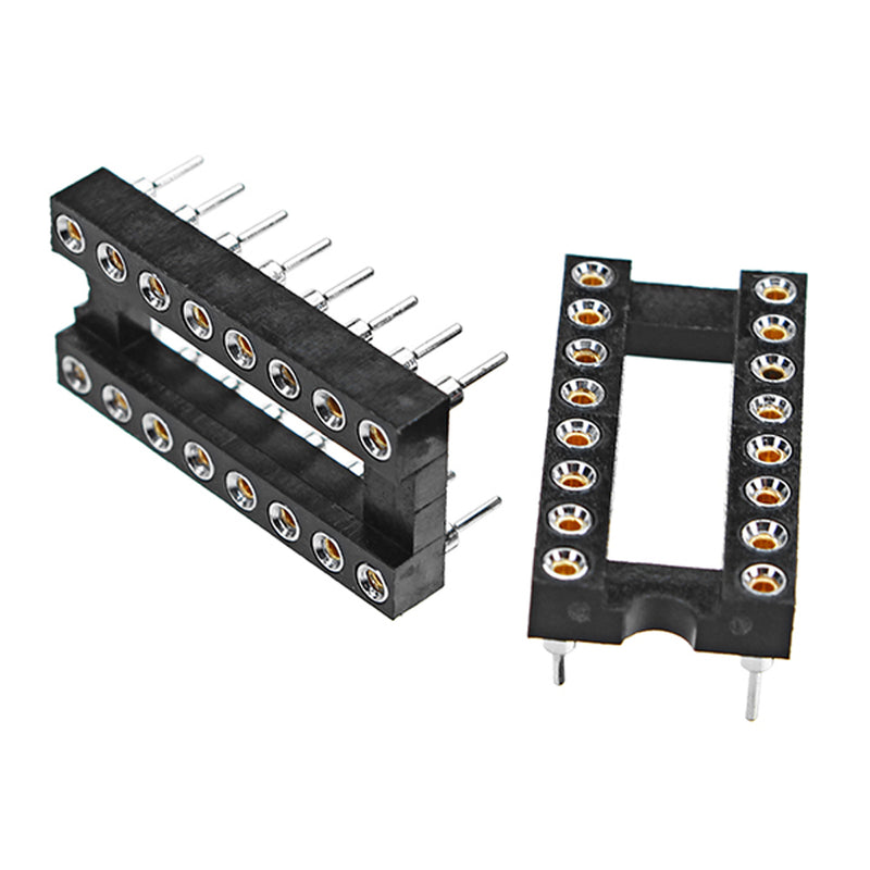 50pcs 16 Pins 2.54mm DIP Straight Plug Double Row Circular Hole IC Socket Connector Adapter
