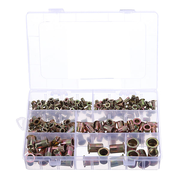 Suleve MXRN2 220Pcs M3/M4/M5/M6/M8/M10 Zinc Plated Rivet Nut Threaded Countersunk Head Insert Nut Tool Kits