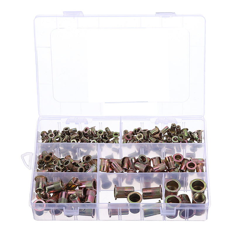 Suleve MXRN2 220Pcs M3/M4/M5/M6/M8/M10 Zinc Plated Rivet Nut Threaded Countersunk Head Insert Nut Tool Kits