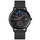 SKMEI 9182 Business Style Circular Mirror Mesh Steel Strap Week Date Display Men Watch Quartz Watch