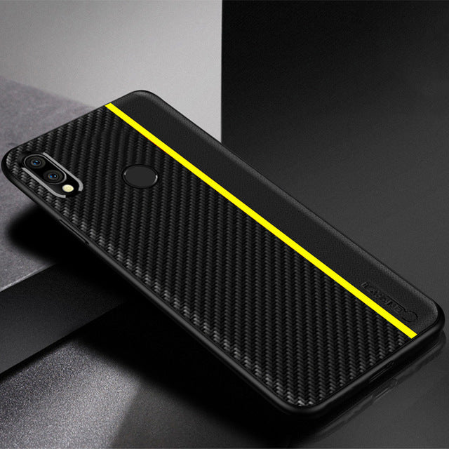 Bakeey Shockproof Carbon Fiber Soft Silicone Edge PU Leather Protective Case for Xiaomi Redmi Note 7 / Redmi Note 7 Pro