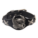 Punk Genuine Leather Wrap Wristband Bangle Alloy Eagle Bracelet for Men Women