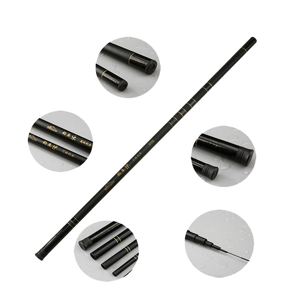 ZANLURE 2.7-7.2M Glass Fiber Black Stream Hand Pole Telescopic Spinning Freshwater Fishing Rod