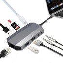 Bakeey 9 In 1 Type C to HDMI USB3.0 RJ45 4K High Speed HUB Adapter For Laptop Tablet Huawei P30 Xiaomi Mi9 S10+ Note 10