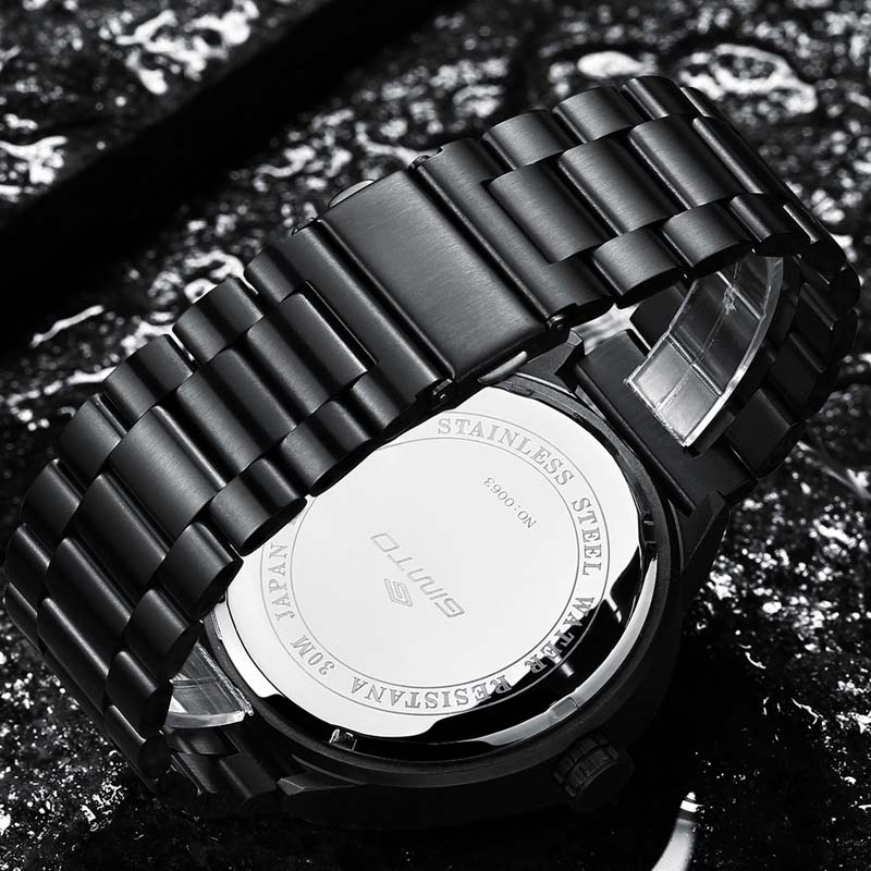 GIMTO GM244 Men Watch Skull Pattern Steel Watch Band Male Quartz Wrist Watch