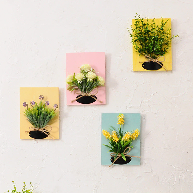 DIY Artificial Flowers for Decorations Wooden Board Wall Hanging Artificial Flowers Plastic