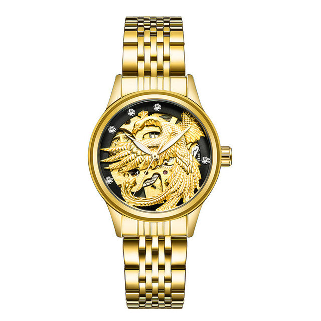 TEVISE 9006 3D Phoenix Dial Display Automatic Mechanical Watch Full Steel Waterproof Unisex Watch