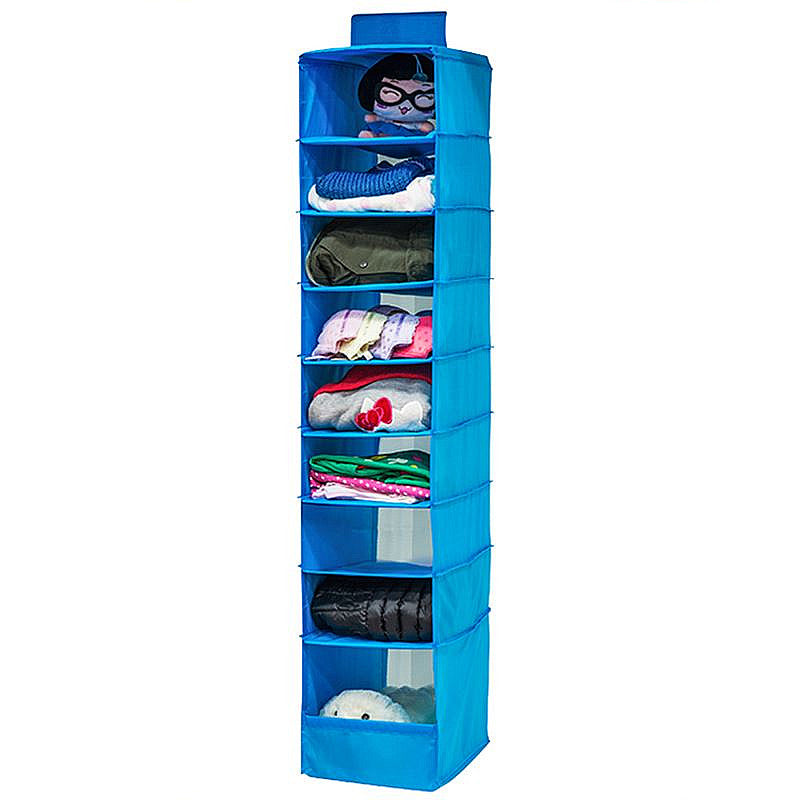 9 Shelves Hanging Closet Wardrobe Clothes Rack Storage Organizer Bag Blanket