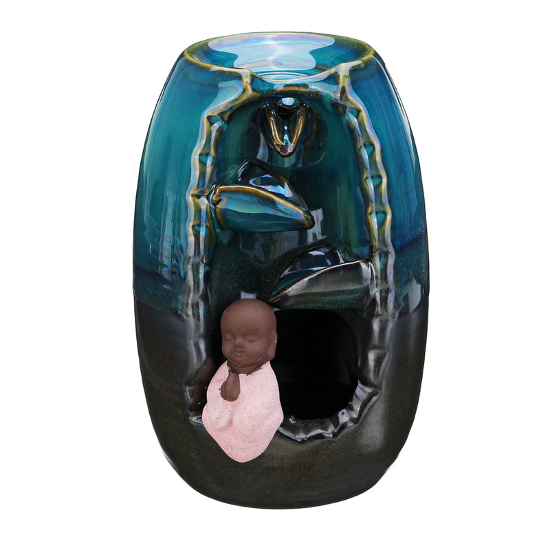 Ceramic Mountain Waterfall Smoke Backflow Incense Burner Cones Holder Decor