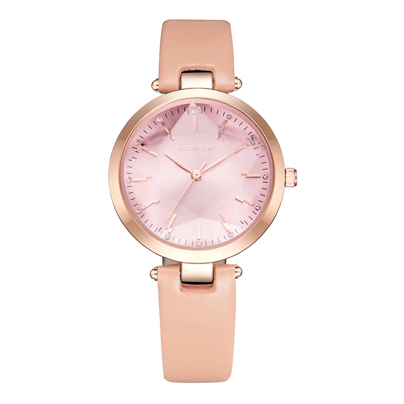 KAMLON K3003 Casual Style Ultra Design Women Watch Rose Gold Case Student Quartz Watches