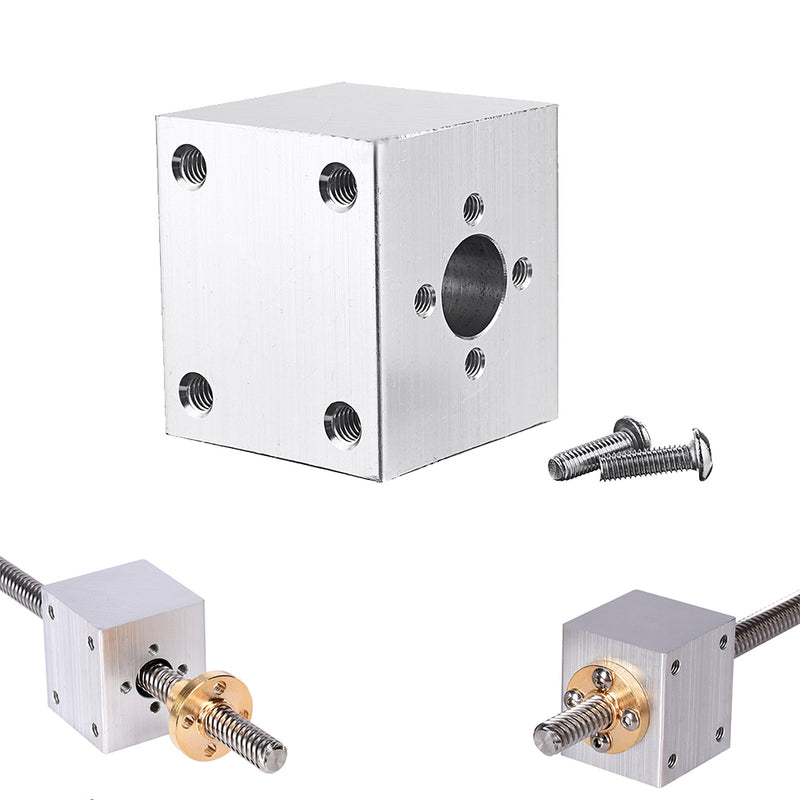 T8 Nut Aluminum Alloy Silver Housing Bracket with 2Pcs Screws for 3D Pritner Lead Screw