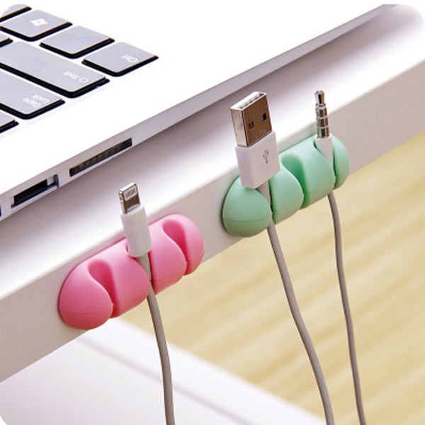 2Pcs Self-adhesive Data Cable Line Organizer Clip 3 Slot Silicone Wire Cable Holder Cable Management