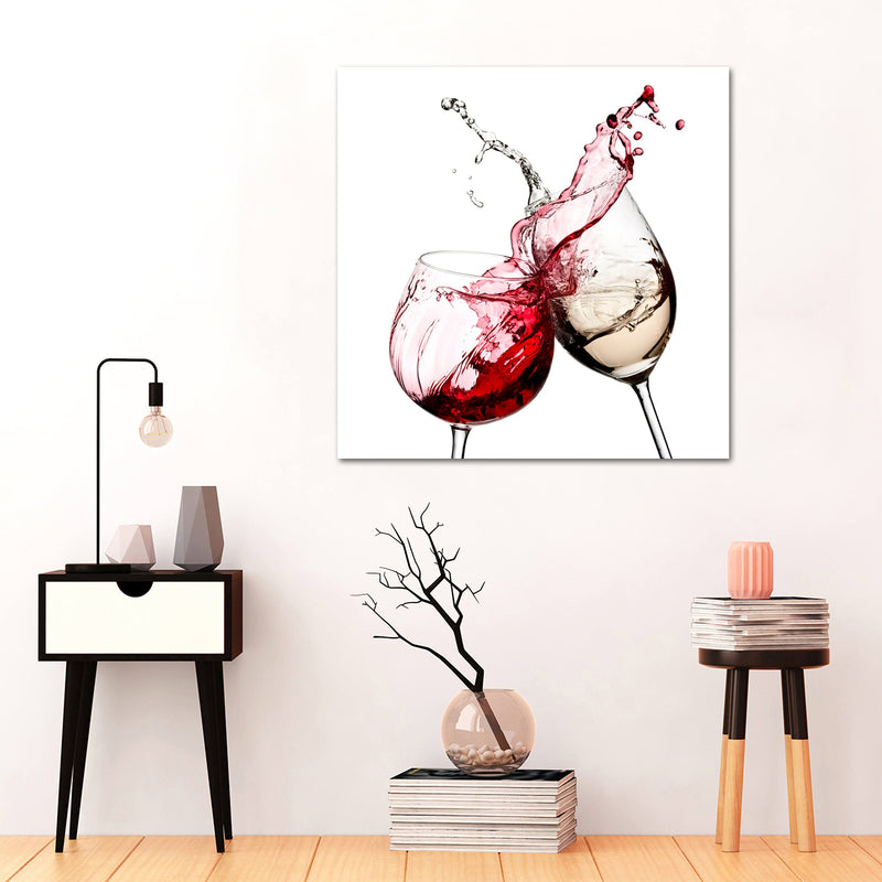 Red White Glasses Kitchen Wall Sticker Art Pictures Wall Art Prints Unframed
