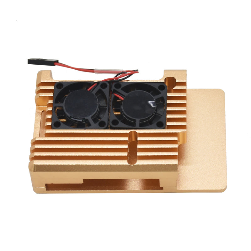 Black/Silver/Golden Dual Fan Aluminum Alloy Case Metal Protective Shell Radiator Enclosure for Raspberry Pi 4 Model B+