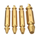 Drillpro 4Pcs Double Side Damaged Screw Bolt Extractor Drill Bits Gold Oxide Edition Stripped Screw Removers