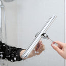 Clear Suction Attach Bathroom Shower Window Squeegee 12'' Blade Stainless Steel Plastic Cleaning Brush