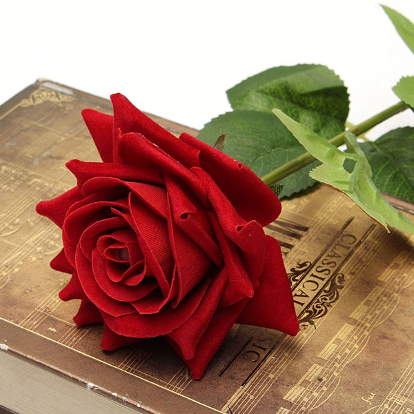 Single Fabric Rose Artificial Fake Flower Bouquet Wedding Party Home Decoration