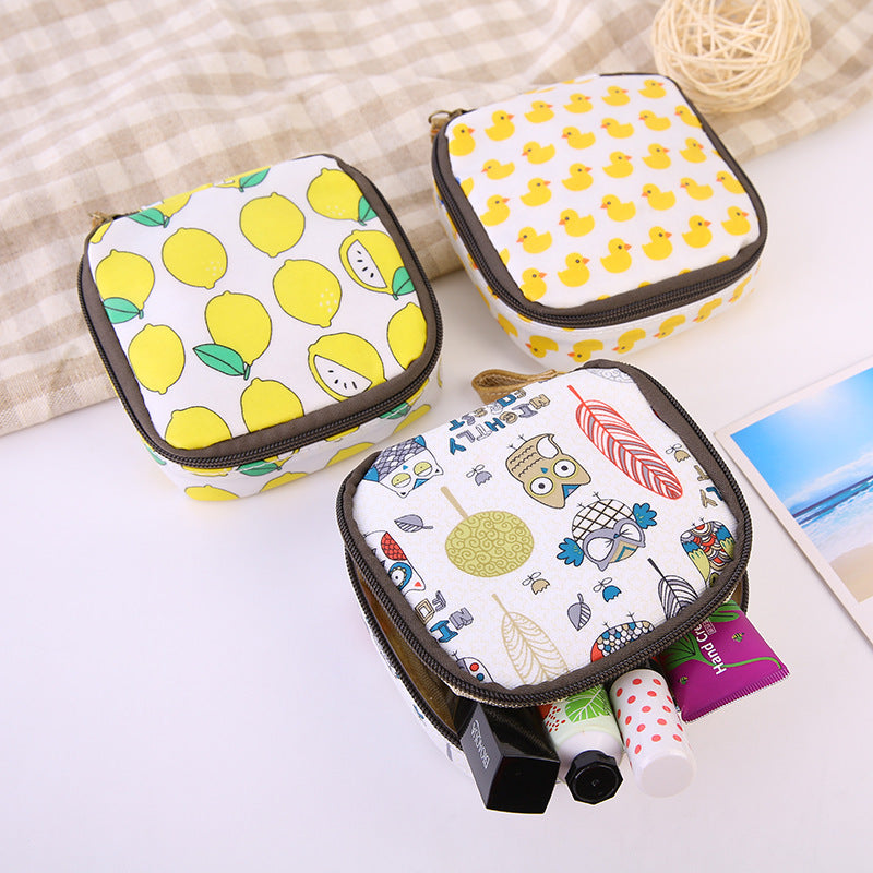 Cloth Waterproof Zipper Sanitary Napkin Cosmetic Storage Bag Coin Purse