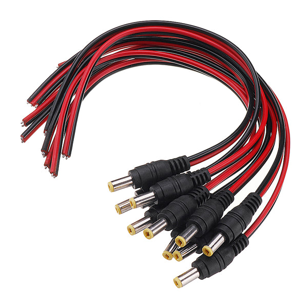 10Pcs Male Female DC Power Socket Jack Plug Wire Connector Cable CCTV DC 5.5 x 2.1mm 0.6mm 28cm Pure Copper Core