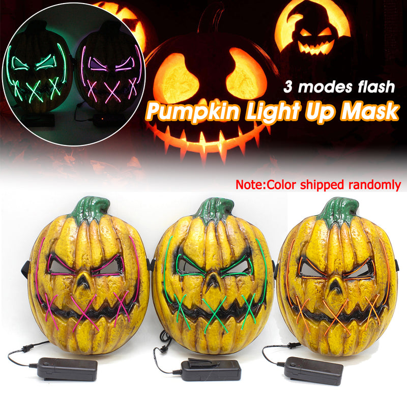 3 Flash Modes Halloween Pumpkin Light Up Mask LED Flash Cosplay Costume Party