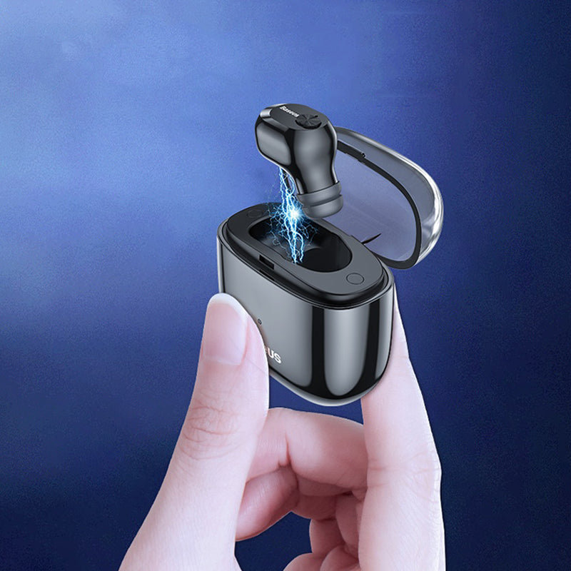 Baseus A03 Wireless bluetooth 5.0 Earphone Single Mini Invisible HiFi 6D DSP Noise Cancelling Headphone with Mic Charging Box