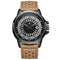 VAVAVOOM Creative Dial Calendar Display Waterproof Leather Men Wristwatch Quartz Watch