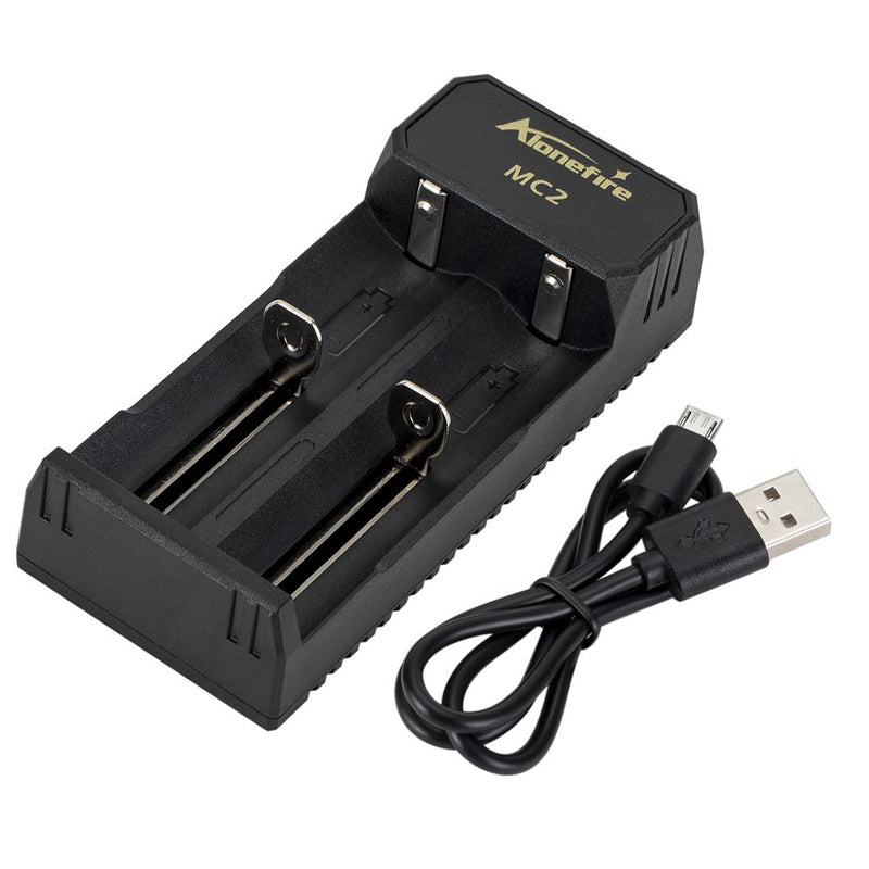 Alonefire MC2  Battery Charger 2 Slot Universal Smart Chargering for Rechargeable Batteries Li-ion 18650 26650 14500