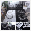 3 PCS Bedding Sets White And Black Quilt Cover Pillowcase For Queen Size
