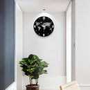 World Map Wall Clock Modern Travel Around Density Fibreboard Record Home Kitchen