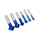 Drillpro 6Pcs 3 Flutes HSS Blue Nano Chamfering End Mill 90 Degree Chamfer Cutter Countersink Drill Bit