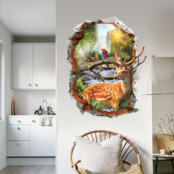 Miico 3D Creative PVC Wall Stickers Home Decor Mural Art Removable Elk Decor Sticker