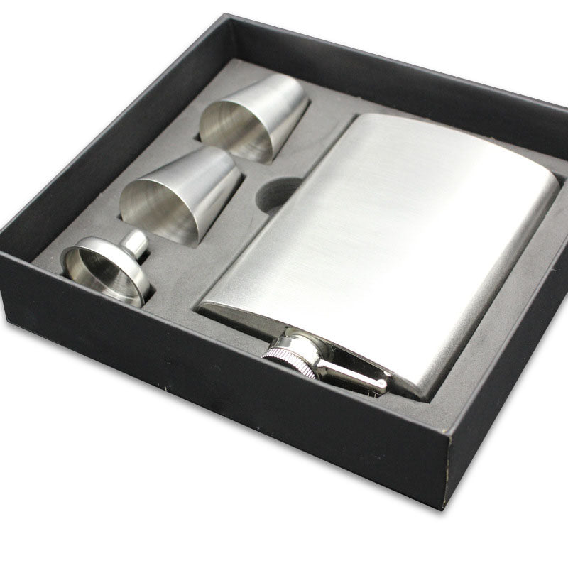 KCASA 8 Oz Stainless Steel Hip Flask Set With Funnel Hip Pocket Flagon Whiskey Brandy Vodka Pot Men