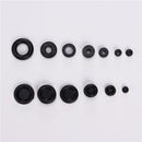 125pcs Wiring Cable Black Rubber Grommets Assortment Kit
