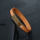 Simple Wild Leather Smooth Personality Lettering Stainless Steel Men's Bracelet