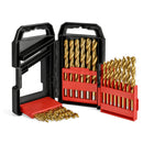 Drillpro 29Pcs 1/16 to 1/2 Inch Titanium Coated HSS Twist Drill Bit Set with Plastic Box for Wood Plastic Aluminum Copper