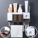 2/4 Cups Automatic Toothpaste Dispenser Wall-mounted Toothbrush Holder Towel Holder