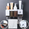 2/4 Cups Automatic Toothpaste Dispenser Wall-mounted Toothbrush Holder Towel Holder