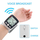LCD Digital Wrist Blood Pressure Monitor Heart Rate Pulse Meter USB Rechargeable Health Care
