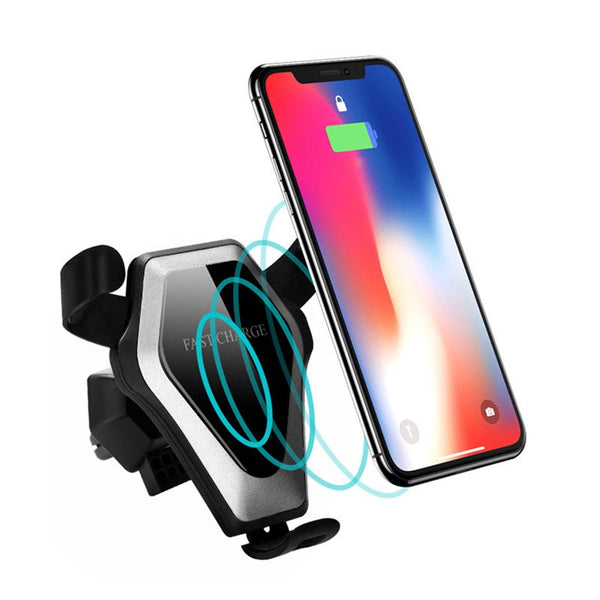 Qi Wireless 10W Fast Charging Gravity Auto Lock Car Air Vent Phone Holder Stand for iPhone 8 X