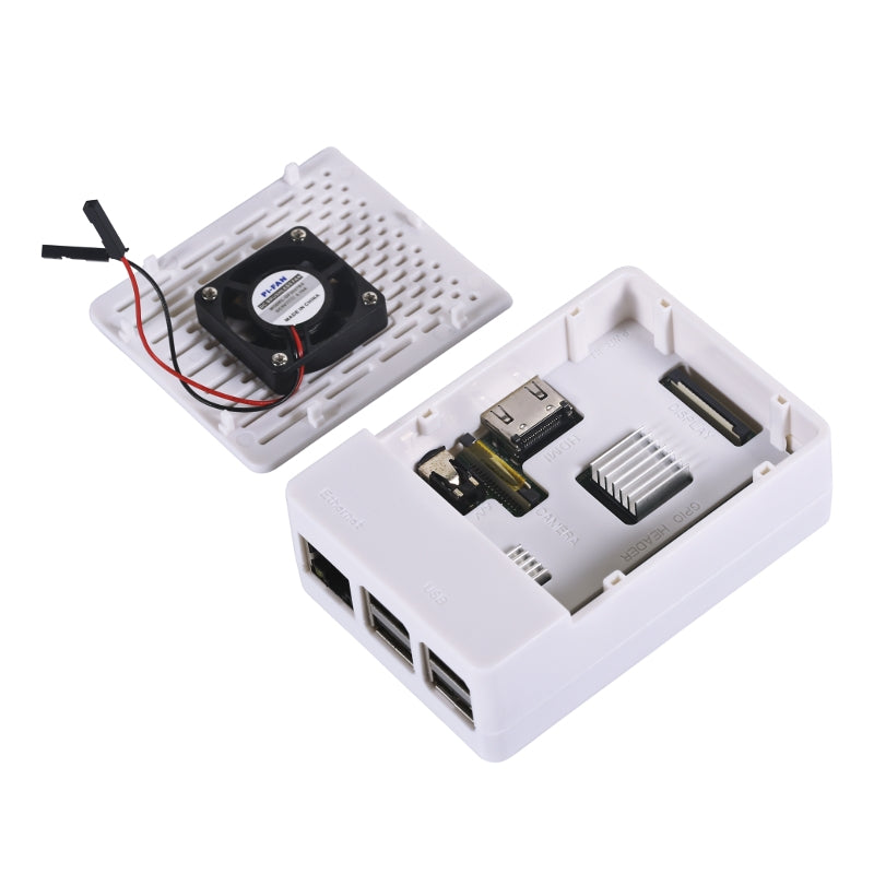 Black/White Assembled Exclouse Case + Quiet Cooling Fan + Heatsink Support GPIO or Camera