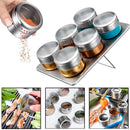 6Pcs Magnetic Spice Jar Tin Storage Stainless Steel Rack Kitchen Holder Stand