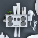 Multifunction Toothbrush Holder Automatic Toothpaste Dispenser Hair Dryer Rack