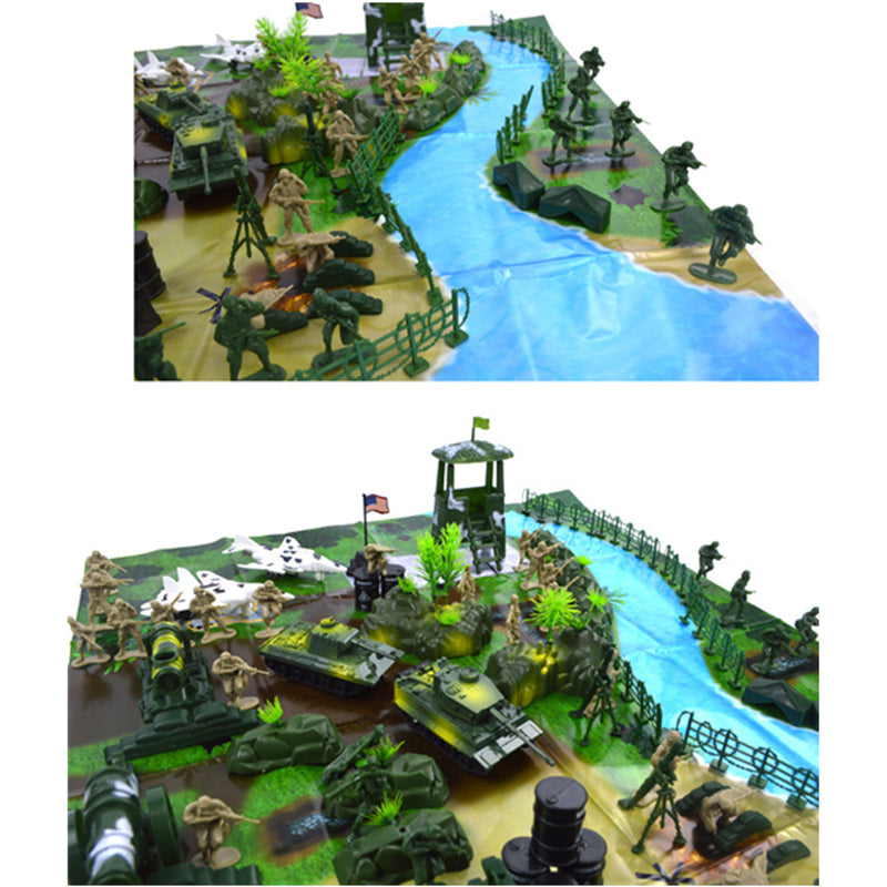 90pcs DIY Military Model Playset Plastic Toys Soldier Army Men Figures & Accessories