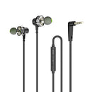 AWEI Z1 Dual Dynamic Earphone 3.5mm Wired Control Sports Deep Bass Stereo Headphone with Mic