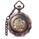 JIJIA JX013 Six Petals Hollow Alloy Chic Mechanical Pocket Watch